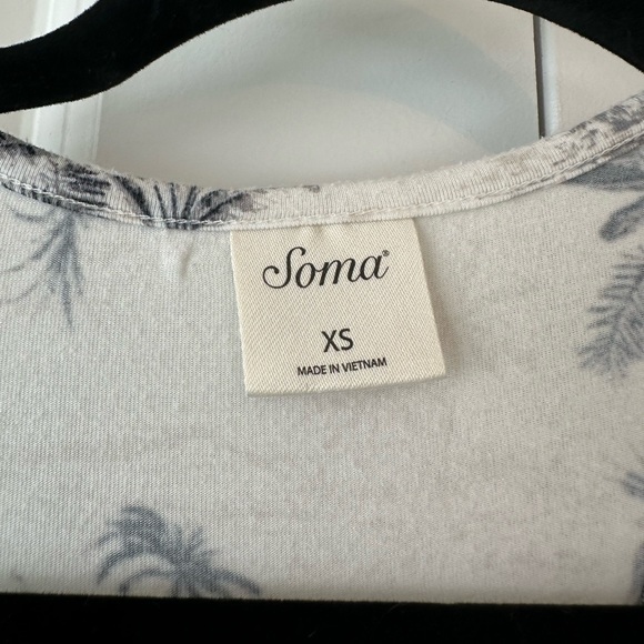 Soma Cool Nights Tank Sleepshirt Tropical Toile Ivory (Size XS) - Picture 6 of 7